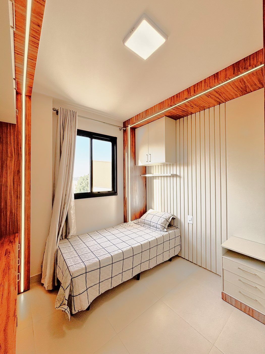 Residencial Sette — Quarto do apartamento decorado